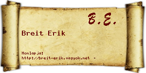 Breit Erik névjegykártya